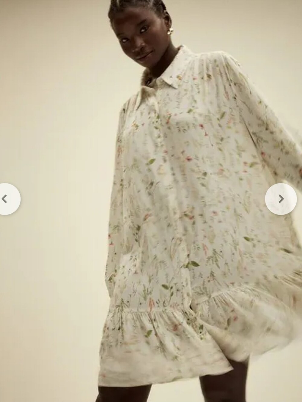 H&M Cream Floral Ruffle-Hem Dress - Picture 7 of 10